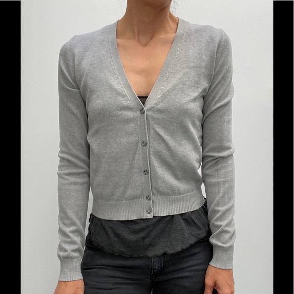Grey cotton cardigan SISLEY - Picture 1 of 4